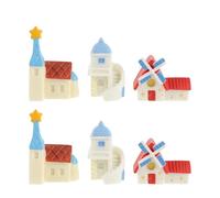 Ciieeo Mini Maisons en Résine Résistant à l'usure Lot de 6 Ornement Miniature Polyvalent pour Décoration de Bureau et Jardin Féerique pour Scène Magique de Fées