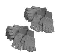 Ciieeo Mitaines sans Doigts Antidérapantes pour Travail, Lot de 10 Paires, Demi-doigts en Polyester et Pvc Gris, Respirantes et Polyvalentes, pour Cyclisme, Mécanique et Activités