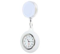 Ciieeo Montre de Poche Infirmier en Silicone Blanc Clip Pratique et Quartz Précis, Montre à Gousset Rétractable pour Personnel Médical