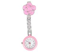 Ciieeo Montre de Poche Infirmière Fleurie Rose Quartz Clip Rétractable, Montre à Mouvement Précis pour Infirmières Femmes, Surveillance Médicale en Milieu Professionnel