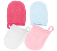 Ciieeo Moufles Démaquillants Microfibre Visage 4 Pièces, Doux et Pratiques, Nettoyage Facile Peau Délicate Couleur Aléatoire