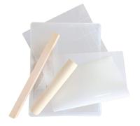 Ciieeo Moule à nougat et Plaque de cuisson réutilisable en Plastique et Bois, Kit 4 en 1 avec Tapis en Silicone pour DIY Pâtisserie et Fabrication de Biscuits