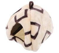 Ciieeo Nid pour Hamster Chaud et Confortable Hamac Suspendu en Peluche Beige à Motifs Carrés Taille Petite Cachette Isolante pour Cage Accessoires pour Petits Rongeurs et