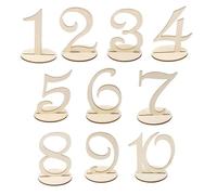 Ciieeo Numéros de Table en Bois Synthétique Khaki, Ornement de Bureau Délicat et Design Simple, Support Pratique pour Mariage et Événements, Lot de 10 Pièces