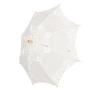 Ciieeo Ombrelle Mariage en Dentelle Beige, Parasol Pliant Poignée en Bois, Style Vintage Romantique pour Mariée, Photos de Mariage et Décoration
