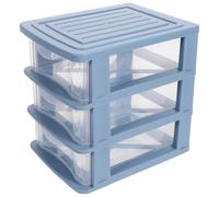 Ciieeo Organisateur de Tiroirs de Bureau en Plastique Transparent Bleu, 3 Niveaux, Grand et Petit Tiroir de Rangement pour Cosmétiques, Papeterie et Accessoires, Boîte de Rangement