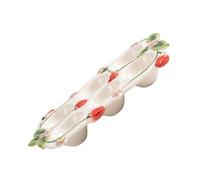 Ciieeo Organisateur D'œufs Rangement et Gain de Place en Céramique pour Réfrigérateur avec 6 Trous, Décor Fraise Cuisine Moderne