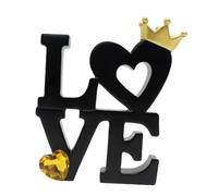 Ciieeo Ornements Chemin Salle acclamations signalisation décorations Lettre de Mariage pour Elle décor de Statue de Mot d'amour Saint Valentin Mur frontons Bois résine Black