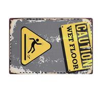 Ciieeo Panneau Avertissement Sol Mouillé en Fer Jaune Message Clair pour Prévenir Accidents Parcs et Centres Commerciaux