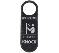 Ciieeo Panneaux de Porte pour Bureaux à Suspendre, Support Solide en Polyuréthane, Double Face Noir et Jaune, Message « Absent Bureau », pour Signaler Absence au Travail