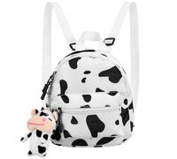 Ciieeo Paquet à Dos comme Présent Rentrée pour Filles en Toile Imprimé Vache Blanc Léger et Facile D'accès pour Étudiants en Shopping ou Café du Matin