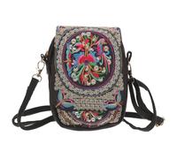 Ciieeo Paquet Bandoulière Femme Brodée Fleurs Petite Pochette pour Téléphone et Porte-Monnaie Paquet D’Extérieur Ethnique Bandoulière Ajustable Shopping et Sorties Quotidiennes