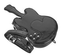 Ciieeo Paquet Bandoulière Femme en Cuir Pu Noir de Guitare, Petit Paquet à Main D’été Bandoulière Réglable, pour Sorties Décontractées, Voyages et Usage Quotidien
