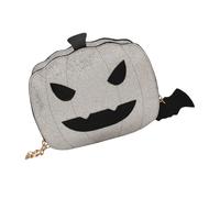 Ciieeo Paquet Bandoulière Halloween Femme Argenté en Pu, Pochette Citrouille Chaîne, Petite Taille pour Rangement Quotidien, Paquet Décontracté et Sécurisé pour Sorties et Fêtes