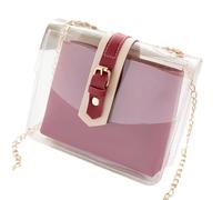 Ciieeo Paquet Bandoulière Transparent Petit Format à Chaîne, Rouge Chic | Tpu Polyester, Grosse Capacité malgré Son Format Compact, pour Cartes et Sortie Quotidienne