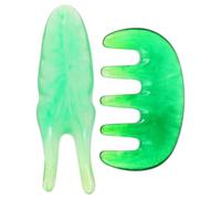 Ciieeo Peigne de Massage Multifonction en Vert Foncé 2 Pièces - Fourche à Gratter en Y Peigne à 5 Dents - Outils de Massage du Cuir Chevelu et Contour des Yeux - Stimulation Acupuncture