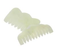 Ciieeo Peigne en Jade 2pcs Portable Bords Arrondis et Lisses, Outil de Massage Gua Sha pour Cuir Chevelu, Soin Naturel et Détente à Domicile