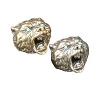 Ciieeo Perles d'espacement tête d'ours en laiton vintage, lot de 2 à grand trou avec yeux turquoise, pour la création de bracelets et projets professionnels de bijoux