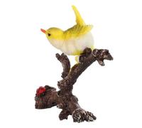 Ciieeo Petit Oiseau Branche, Ornement Décoratif en Résine Jaune | Décoration Réaliste Faite Main, Entretien Facile, Usage Bureau et Miniature, pour Terrarium ou Bassin