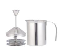 Ciieeo Pichet à Lait Mousseur Manuel Double Filtre en Acier Inoxydable 400cc et Design à Double Maille, Résistant la Chaleur, pour Café et Usage Domestique