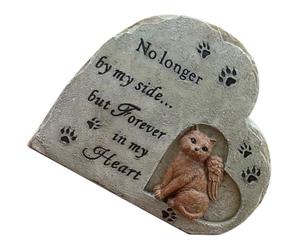 Ciieeo Pierre Commémorative en Résine pour Chat, Statue Cœur Ange | Souvenir D’animal Disparu, Figurine Délicate pour Jardin, Rappel Sobre