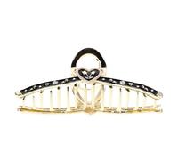 Ciieeo Pince à Cheveux Griffe en Alliage de Zinc Noire, Mini Clip de Cœur Ornée de Strass, Accessoire Coiffure Vintage pour Femmes, pour Queues de Cheval et Chignons, Barrette Élégante