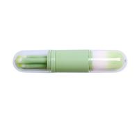 Ciieeo Pinceau de Maquillage Portable à Double Embout, Brosse Multifonctionnelle Rétractable pour Poudre et Blush, Couleur Vert Fruit, Set Compact pour Visage et Yeux Étui Opp