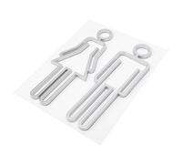 Ciieeo Plaque Porte Salle Bain Toilettes Hommes Femmes Signalisation Chic Métal Argenté Guide Wc Simple et Pratique