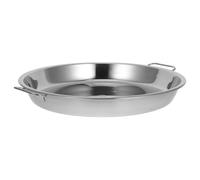 Ciieeo Plat de Service Rond en Acier Inoxydable Plat de Service Poignées Argenté pour Cuisson Vapeur et Rôtissage pour Dinde Viande et Légumes