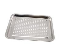 Ciieeo Plateau De Gril En Acier Inoxydable Perforé 40x30x2 Cm Multifonction Poêle à Griller Solide Anti-rouille Pour Barbecue Extérieur La Cuisine Professionnelle