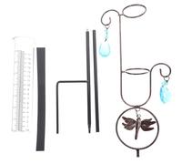 Ciieeo Pluviomètre Extérieur en Fer Forgé Tube de Mesure Transparent, Décor Libellule Suspendue, Outil Précis pour Jardin et Terrasse, Conteneur de Pluie Résistant aux Intempéries,
