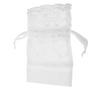 Ciieeo Pochette à Bijoux en Organza à Cordon Blanc Bordure de Fleur 10x14 Cm Lot de 10 Paquet Présents Festival Rangement Petits Objets Décoratifs Fête