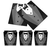 Ciieeo Pochette à Présents Noire en Papier Chic pour Mariage et Anniversaire, Lot de 5 Paquet Portables pour Friandises et Petits Présents