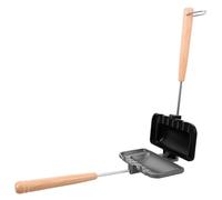 Ciieeo Poêle à Sandwich Chauffage Uniforme en Acier Inoxydable Double Face Poignée en Bois Gadget Cuisine Indispensable Cuisine à Domicile