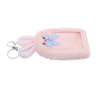 Ciieeo Porte-Badge en Peluche Lapin Rose à Longues Oreilles Porte-Clés Porte-Cartes Mignon pour Élève Étui pour Carte Bancaire et Badge D’Identification Accessoire Kawaii Coréen