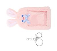 Ciieeo Porte-Cartes Peluche Kawaii Lapin Rose Manchons pour Badges Porte-clés Photocard Polyvalent Adolescents Étudiants Usage Quotidien 12 X 8 Cm
