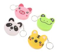 Ciieeo Porte-Clés Mètre Ruban Rétractable Animal Lot de 4 Pièces - Mini Mètre Ruban de Poche en ABS Robuste Motifs Tigre Cochon Panda et Grenouille Outil de Mesure Portable pour Usage