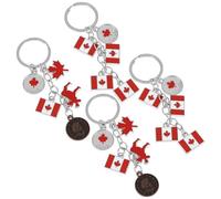 Ciieeo Porte-clés Pratique pour Organiser Clés Drapeau National Canada 4 Pièces en Alliage de Zinc Décoration pour Fêtes et Présents Entre Amis et Collègues