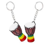 Ciieeo Porte-clés Tambour Africain 2pcs en Bois et Alliage de Zinc, Décoration Élégante Finition Exquise, Accessoire Multifonction pour Garçon et Filles