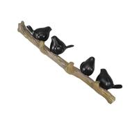 Ciieeo Porte-manteau Mural Décoratif Résine avec Oiseaux Noirs Patère Branche Unique Support Robuste pour Manteaux Serviettes Chapeaux et Clés Design Mural Élégant