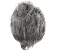 Ciieeo Postiche Courte Duveteuse pour Femme Gris Argenté, Postiche Synthétique Résistante la Chaleur, Style Volumineux, pour Spectacle, Cosplay et Fête, Extension Capillaire Décorative