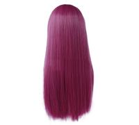 Ciieeo Postiche Femme Longue Pourpre en Soie Haute Température, Style Droit avec Fausse Frange, Confortable et Naturelle pour Déguisement Halloween ou Fancy Dress