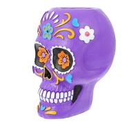 Ciieeo Pot à Fleurs en Résine Blanc Forme Crâne Design Rétro pour Succulentes et Petites Plantes pour Balcon et Fête du Jour des Morts