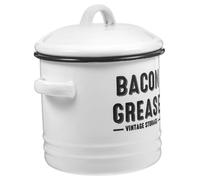 Ciieeo Pot En Émail Blanc 1200ml Double Poignée, Conteneur à Graisse De Bacon, Marmite Hermétique Multifonction Micro-ondes, Conserve Et Cuisson Cuisine