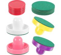 Ciieeo Poussoir de Hockey sur Glace de Table 96 Mm Multi-Couleurs 8 Rondelles en Velours 8 Palets Rouges 64 Mm pour Jeu d'air Hockey Domestique et Accessoires de Fête