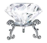 Ciieeo Presse-Papier en Cristal Transparent 6 CM avec Socle Métallique Argenté Décoration de Bureau Élégante Souvenir Raffiné pour Anniversaire et Cadeau Maison