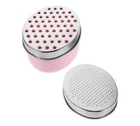 Ciieeo Râpe à Fromage Inox Faces avec Récipient Trancheuse Multifonction pour Légumes Chocolat Citron et Gingembre Design Ovale Stable et Facile à Nettoyer Rose