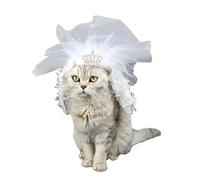 Ciieeo Robe de Mariée en Dentelle Blanche pour Chaton Mini Couronne, Vêtement Confortable et Élégant pour Cérémonie ou Tenue Quotidienne