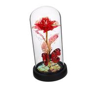 Ciieeo Rose éternelle Dome en Verre Fleur Artificielle Objet de Decoration Fleur en Verre bourgeons Ornement de Fleurs éternelles Fleurs stabilisées en Verre Un Verre Rouge