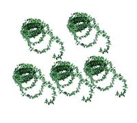 Ciieeo Rotin Artificiel Vigne Décorative 7,5 m 2 Cm Plastique Vert Suspendu Décoration Intérieure Lot De 5 Pièces